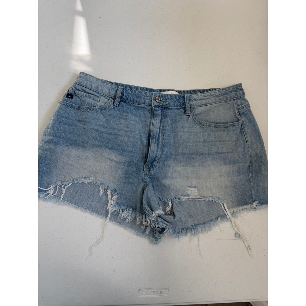 KanCan Light Wash Distressed High Rise Raw Hem Denim Shorts XL KC9145L-P